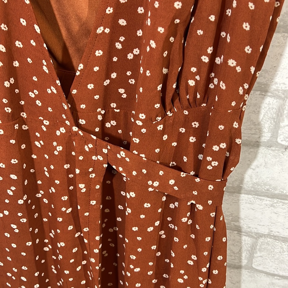 Aakaa floral rust wrap dress size Small - Picture 4 of 13